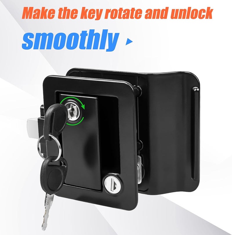 Siasky Black RV Door Lock Replacement, Upgraded RV Door Latch with Paddle Deadbolt 4 Keys, Camper Door Lock for Travel Trailers Horse Cargo Hauler, Zinc Alloy Trailer Entry Door Latch Replacement - Image 4